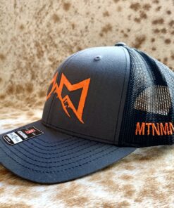MTNMN Ranch_Trucker Cap_Side view_Charcoal & Orange