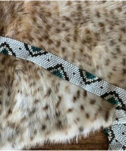 Custom beaded hat band fallon francis white and turquoise