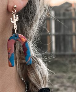 Saquaro Pink and Copper Clay Earrings Handmade Fallon Francis 3