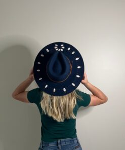 Squash Blossom burned fashion hat by fallon francis blue