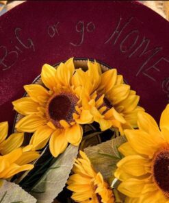 custom burned cowboy hat fallon francis burgundy sunflowers