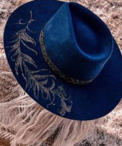 custom burned cowboy hat fallon francis side angle