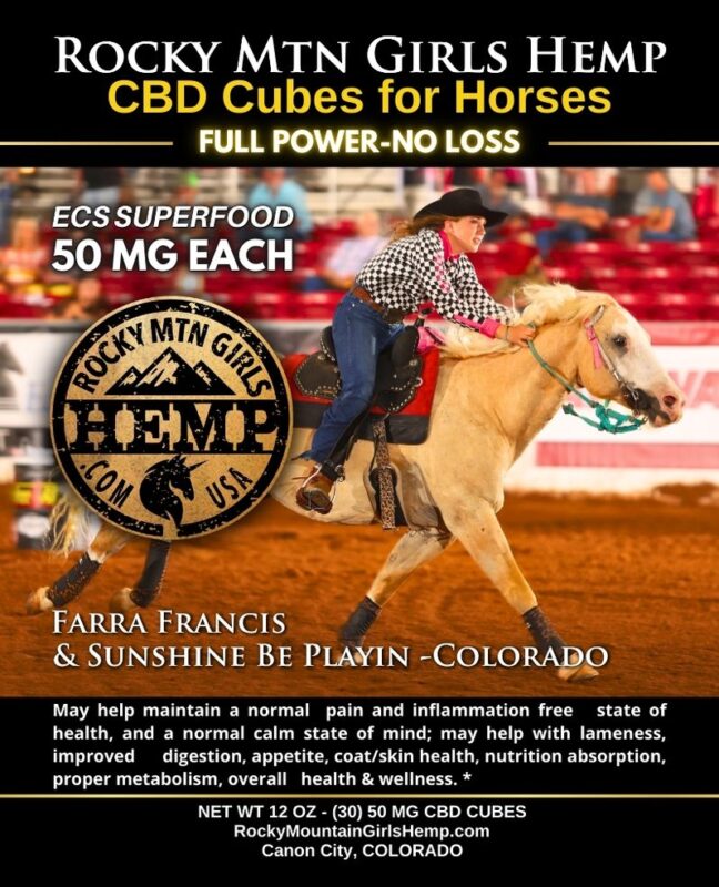 50 MG CBD Cubes for Horses 2024 label_Farra Francis & Sunshine Be Playin-CO_website