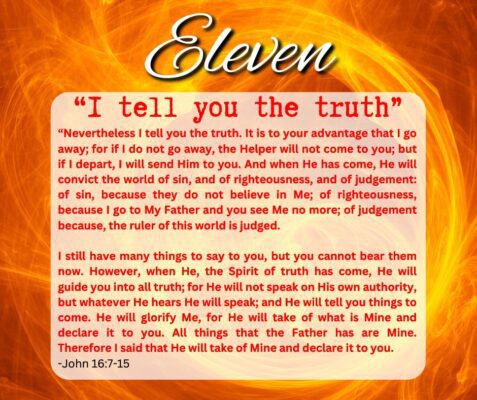 Eleven of 12 Red Letters_I tell you the truth_Jn 16_Rebel-Faith 2024
