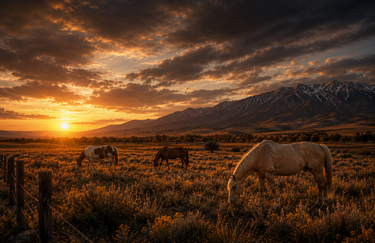 horses grazing